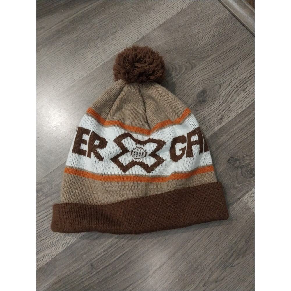 Winter X Games Brown, White, Orange Pom Hat